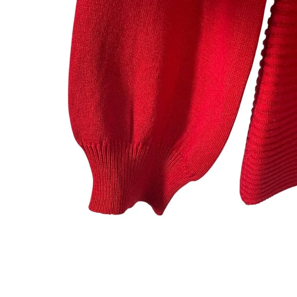 Peyton Primrose Red Ribbed Open Front Cardigan Sweater M